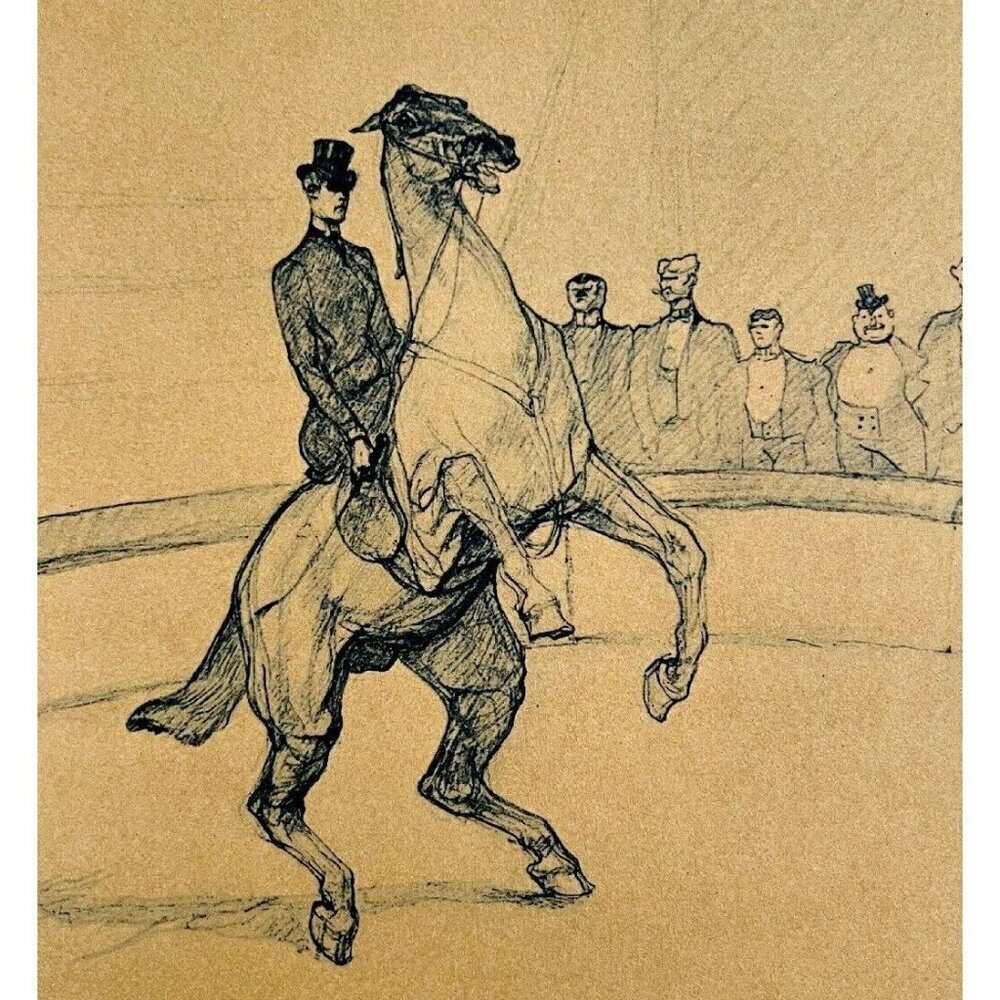 Toulouse Lautrec Haute Ecole Equestrienne 1967 Circus Art Lithograph Matted